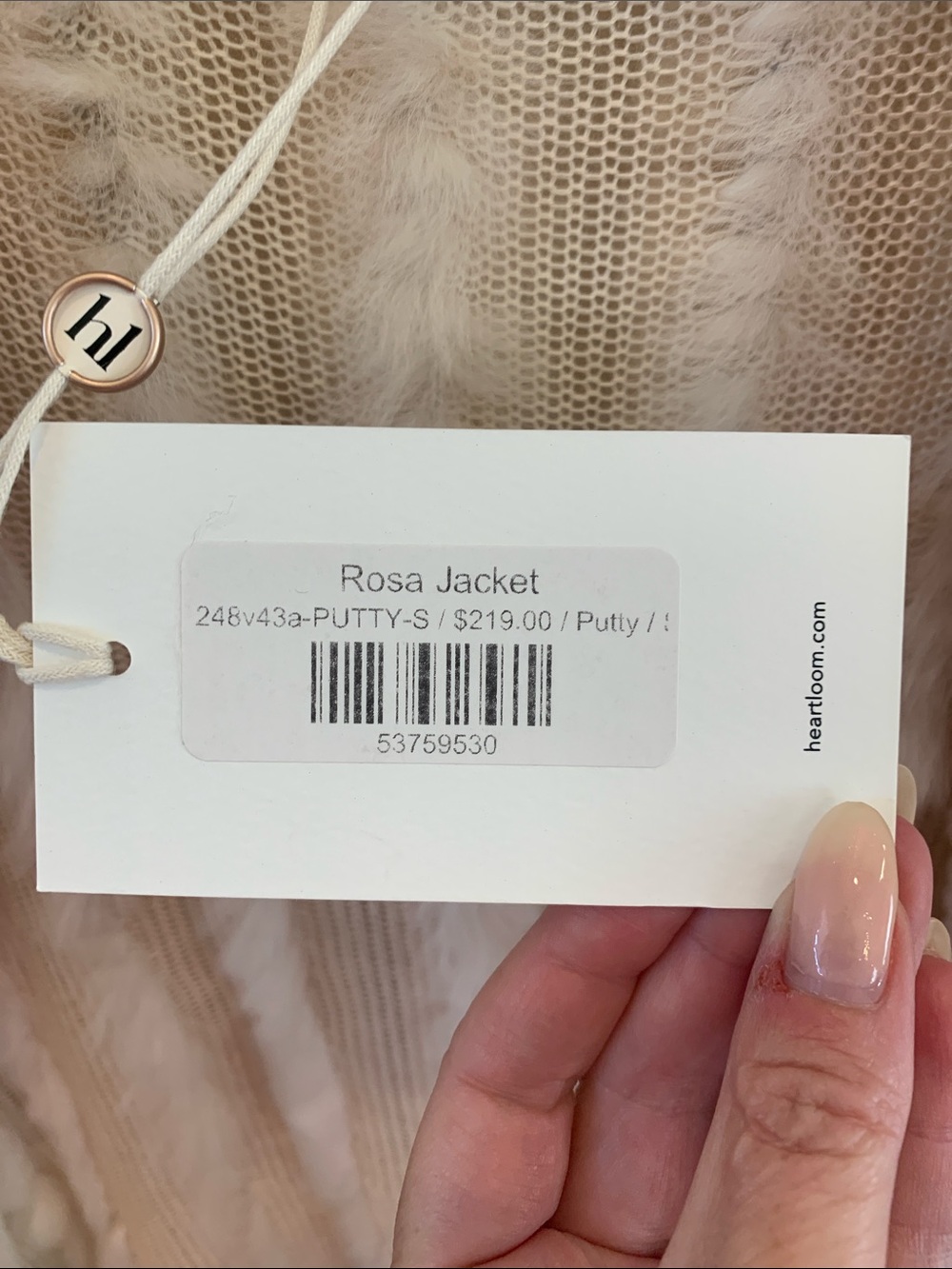 NWT—-Heartloom Cream Rabbit Fur Rosa Jacket/Sweater - Picture 2 of 5